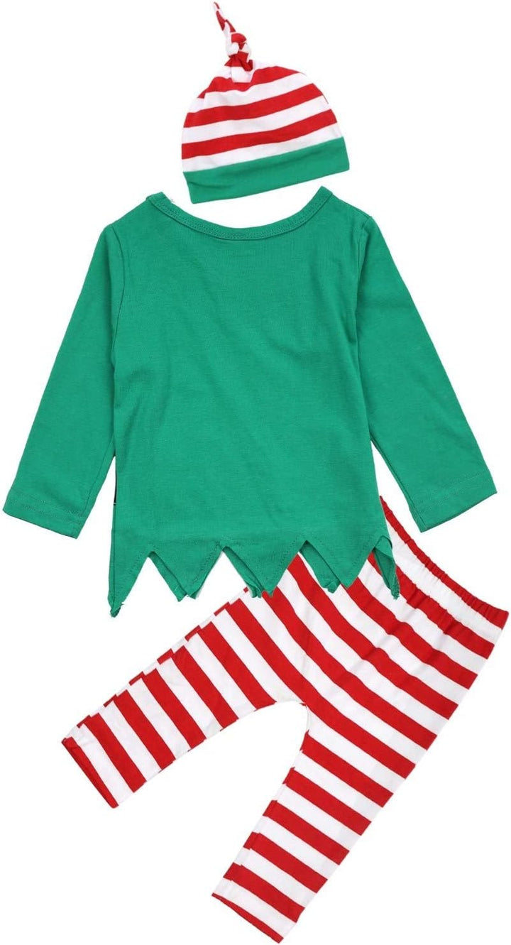 FANCYINN Baby Jungen Mädchen Weihnachtsoutfits Baby Jungen Elfenkostüme Langarm T-Shirt Tops mit ges