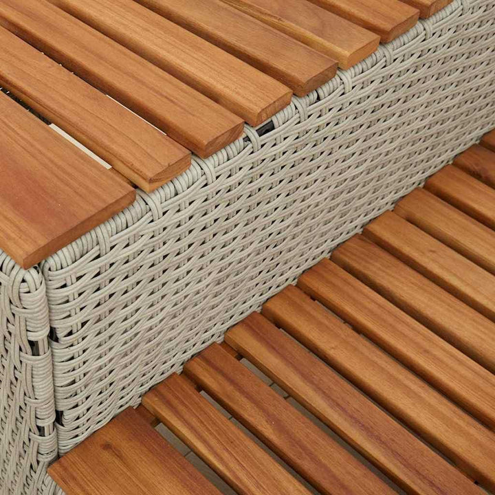 vidaXL Whirlpooltreppe Hellgrau 50x50x50,5cm Poly Rattan Akazie Massiv, Whirlpool-Stufe, 2-Stufen-Le