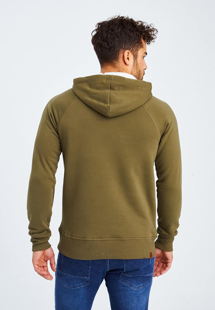Leif Nelson Herren Pullover Hoodie Kapuzenpullover Longsleeve Basic Sweatshirt Sweater LN8153 S Khak