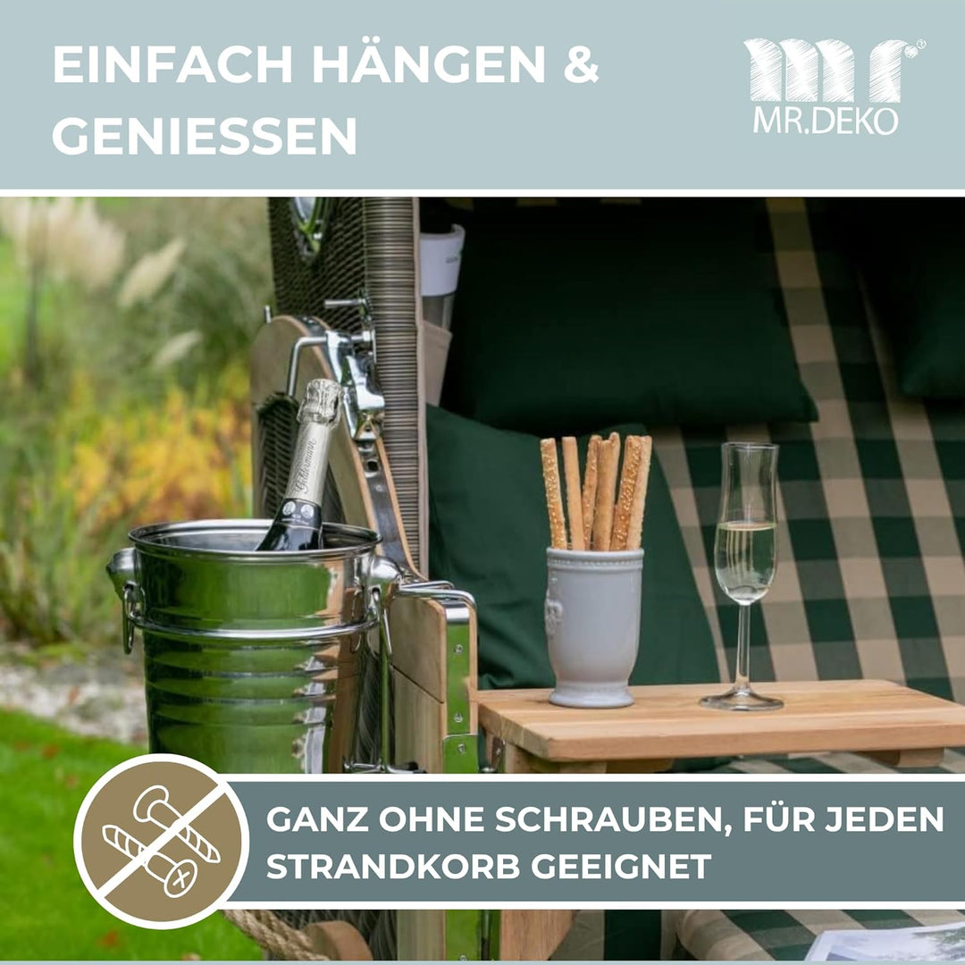 MR. DEKO Champagnerkühler für Strandkörbe - Sekt - Behälter - Kühler - Edel - EIS - Accessoire - Gar