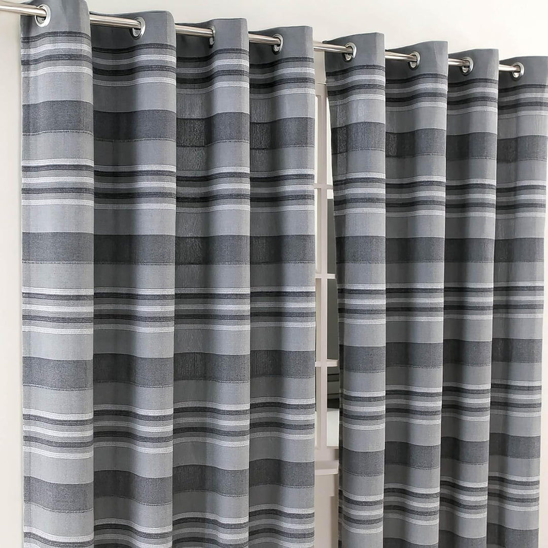 Homescapes handgewobener Vorhang Morocco grau 2er Set Ösenvorhang 167 x 182 cm (Breite x Länge) Deko