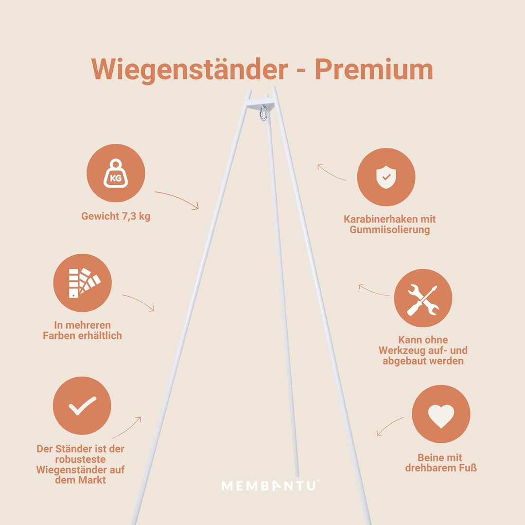 Premium Federwiegenset – Federwiege Premium aus 100% Bio-Baumwolle mit Öko-Wollmatratze, Baldachin &