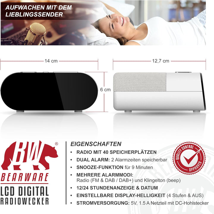 CSL - DAB Plus Radio digital - Radiowecker DAB+ FM UKW - je 20 Speicherplätzen – 16 Lautstärkestufen