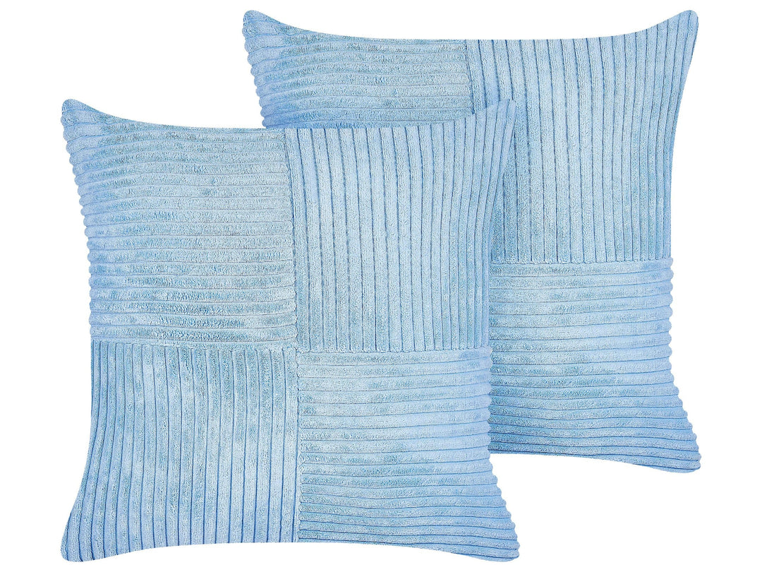 Set aus 2 dekorative Kissen aus Cord 43 x 43 cm Blau Millet