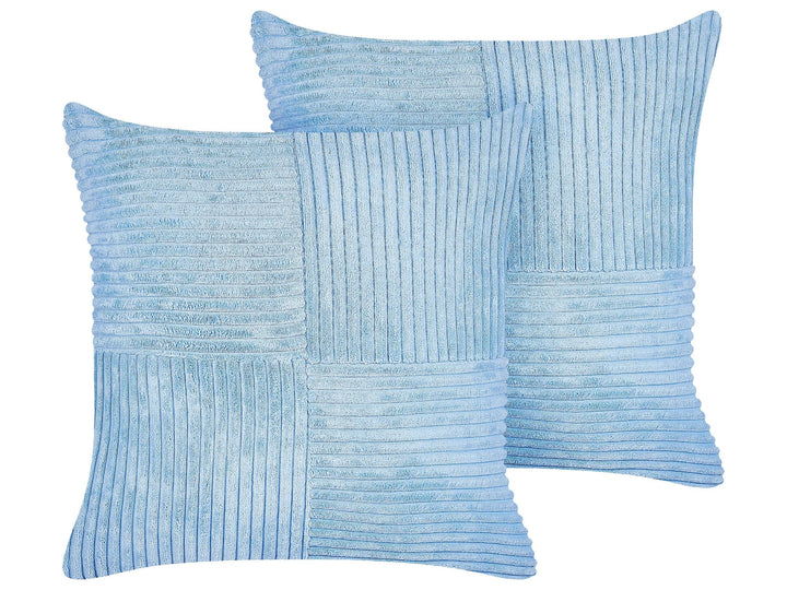 Set aus 2 dekorative Kissen aus Cord 43 x 43 cm Blau Millet