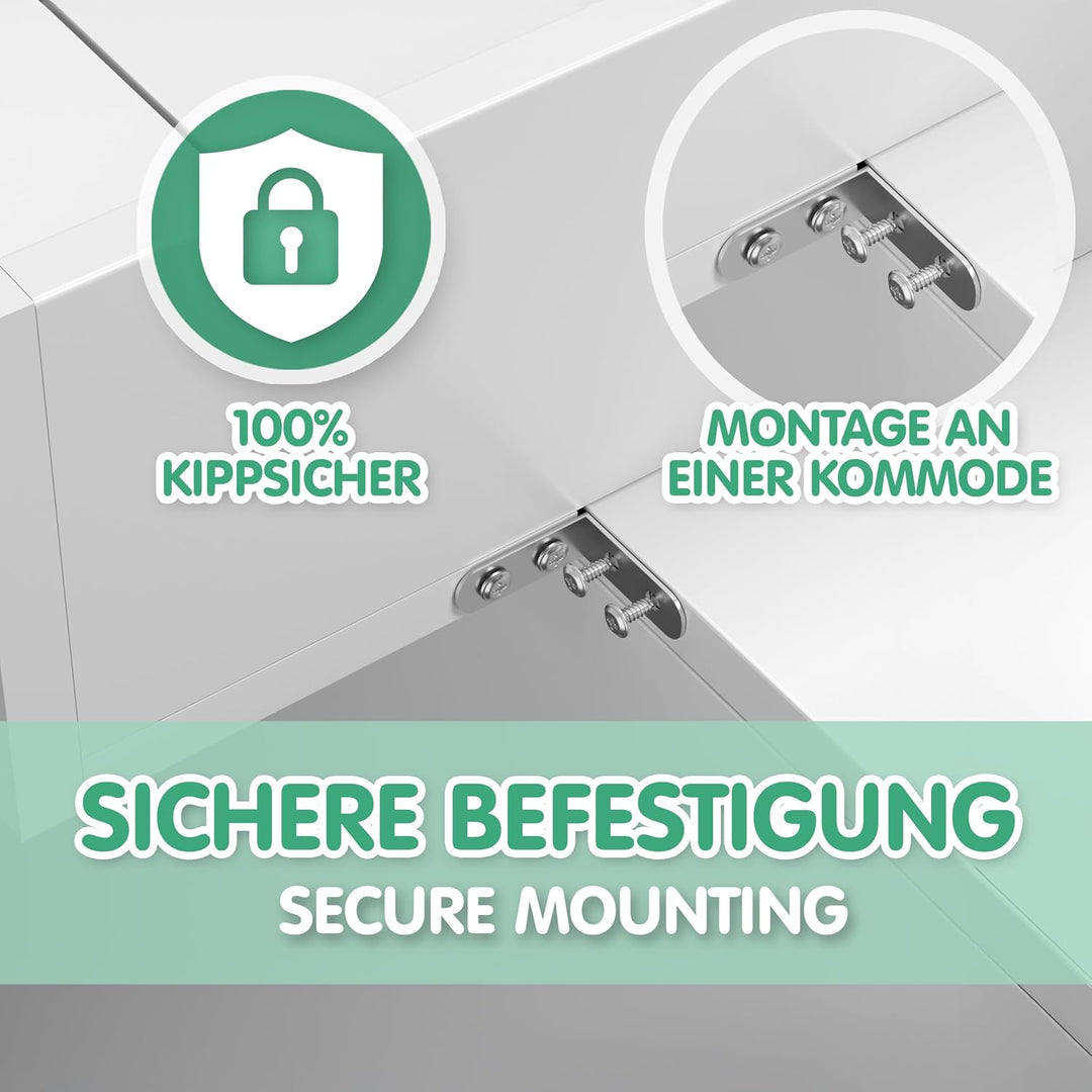 CADANI Wickelaufsatz ILA – Verstellbarer Universal Wickeltisch-Aufsatz kompatibel mit IKEA Kommoden