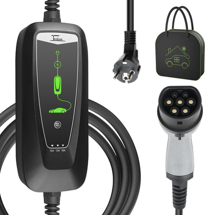 Teskee EV-Ladegerät Typ 2 Tragbare EV-Autos Heim-Ladestation Wallbox mit Anzeigeleuchte Tragetasche