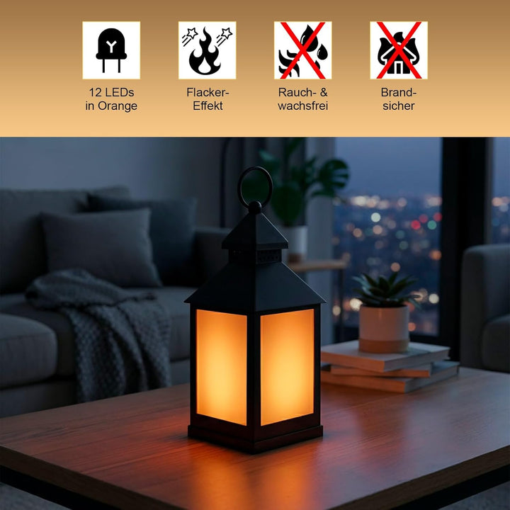 Eaxus® 4er Set LED Laterne für Draussen - Notfallleuchte Blackout. Windlicht mit Flammeneffekt Kerze