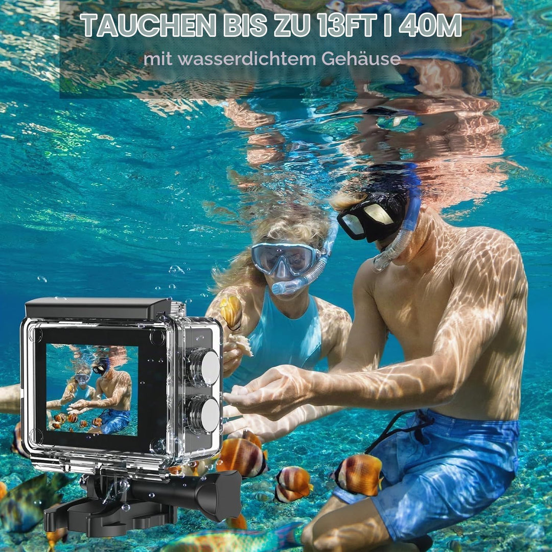 Action Cam, 5K30FPS 30MP Action Cam 40M Unterwasserkamera wasserdichte WiFi 170° Ultra-Weitwinkel EI