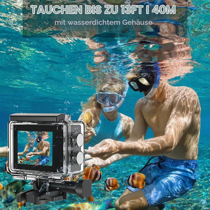 Action Cam, 5K30FPS 30MP Action Cam 40M Unterwasserkamera wasserdichte WiFi 170° Ultra-Weitwinkel EI