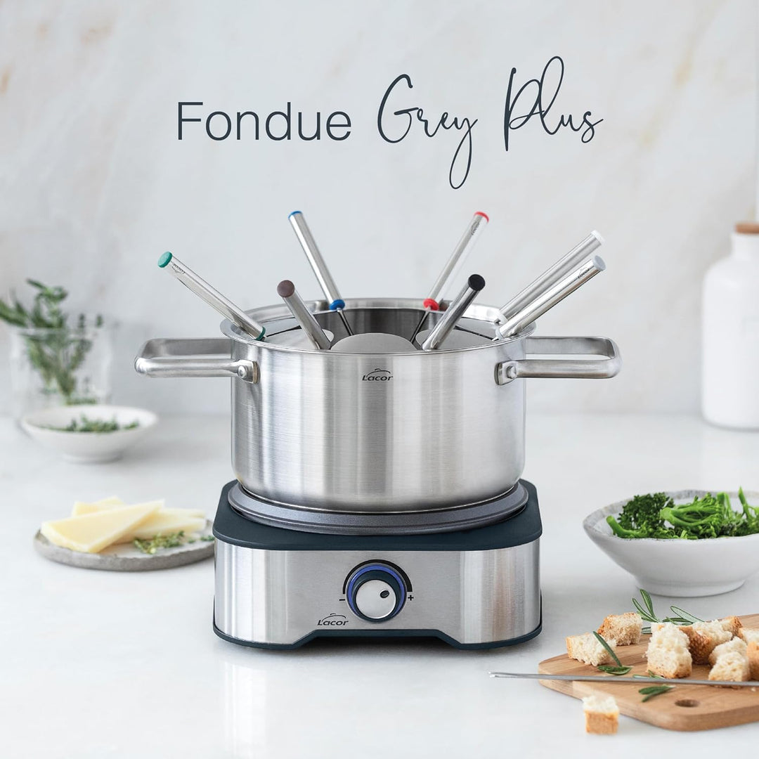 Lacor - 69399 - Elektrisches Fondue, schmelzen Käse und Schokolade, mit 8 Gabeln, abnehmbarer Topf,