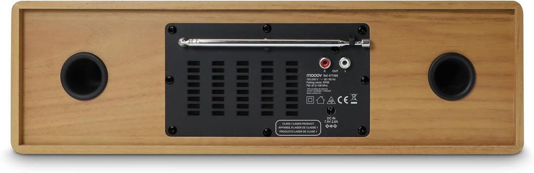 MOOOV 477380 Kabelloses Micro-HiFi-Anlage, Holzoptik, CD-Player, FM-Radio mit Fernbedienung, Micro-H