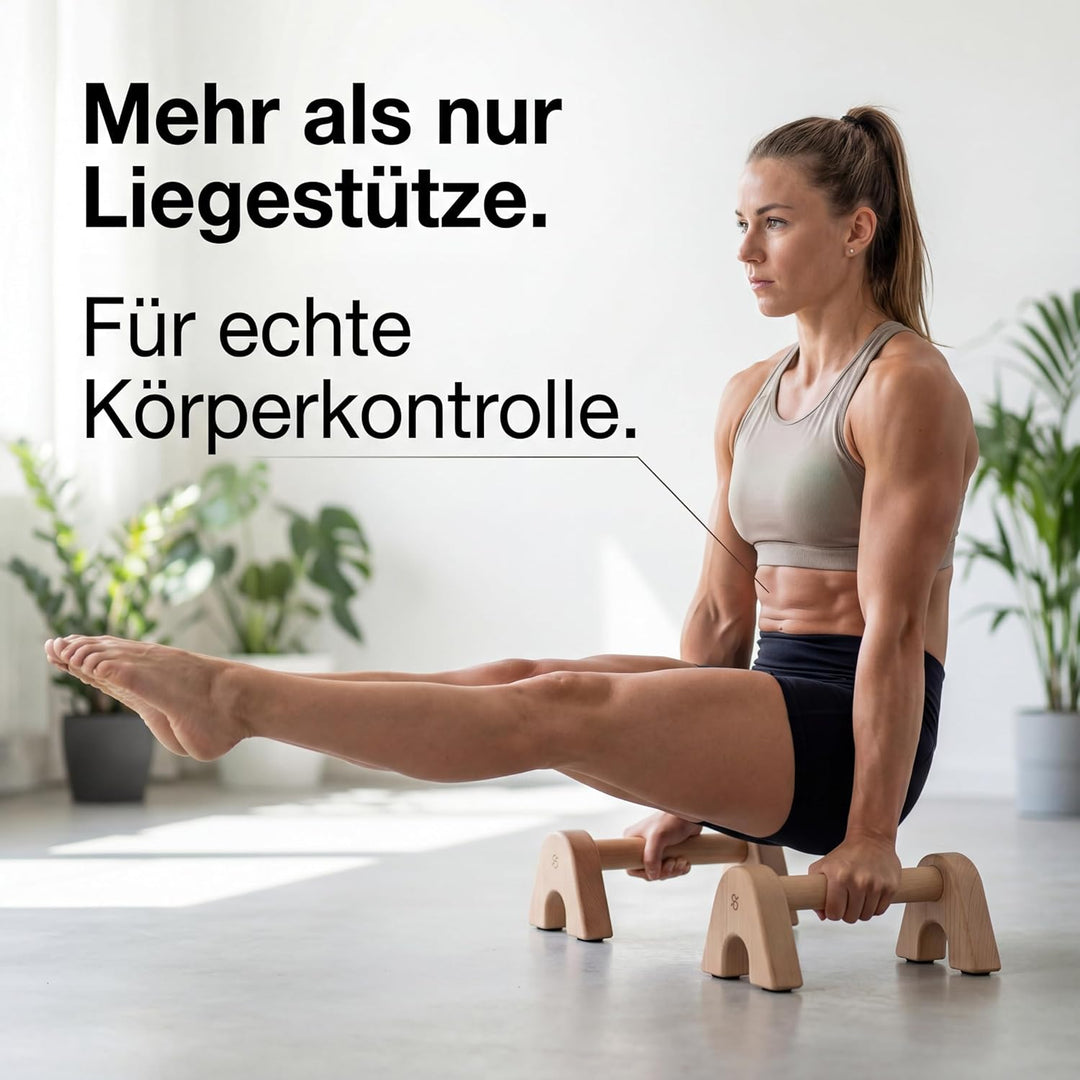 Liegestützgriffe extra lang - Transportable mini Parallettes - einfach verstaubare Handstand Griffe