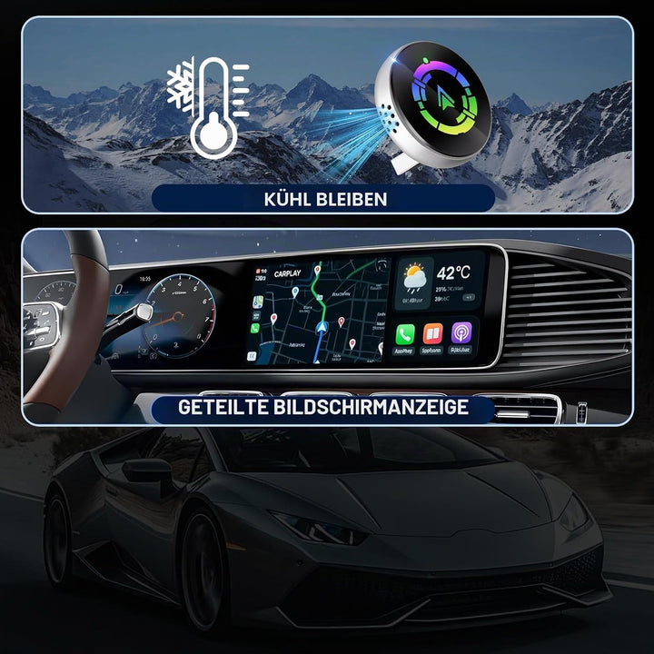 2-in-1 CarPlay Wireless Adapter for iPhone,2025 Upgrade Converts Factory Wired to Wireless CarPlay D