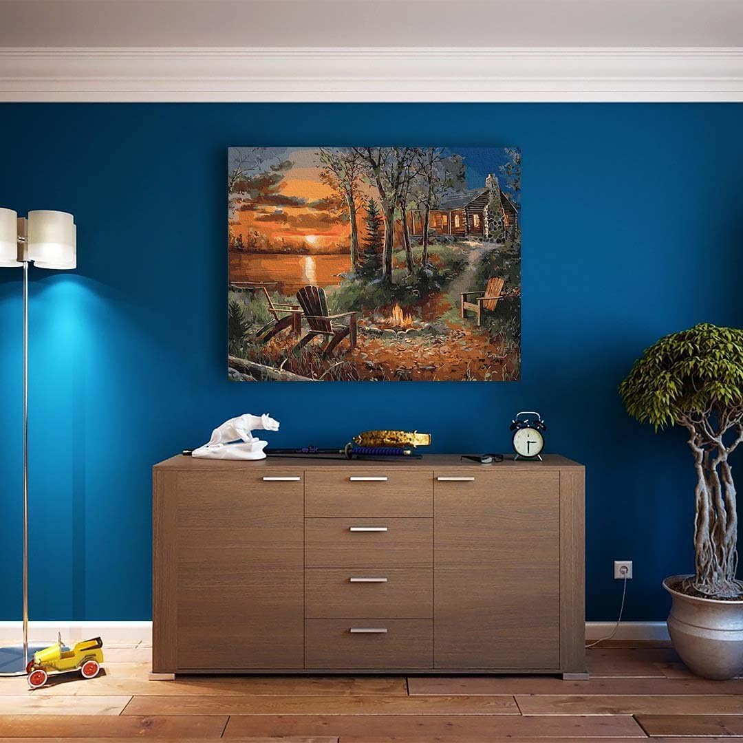 Artnapi Malen nach Zahlen Erwachsene mit Rahmen | DIY Handgemalt | Haus tief im Wald | Kit für Anfän