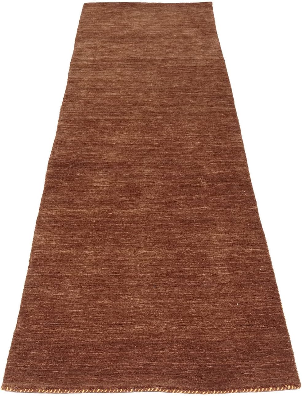 Wollteppich Gabbeh Uni 80x200 Handgewebt Läufer Braun Einfarbig Handarbeit Braun 80x200 cm, Braun 80