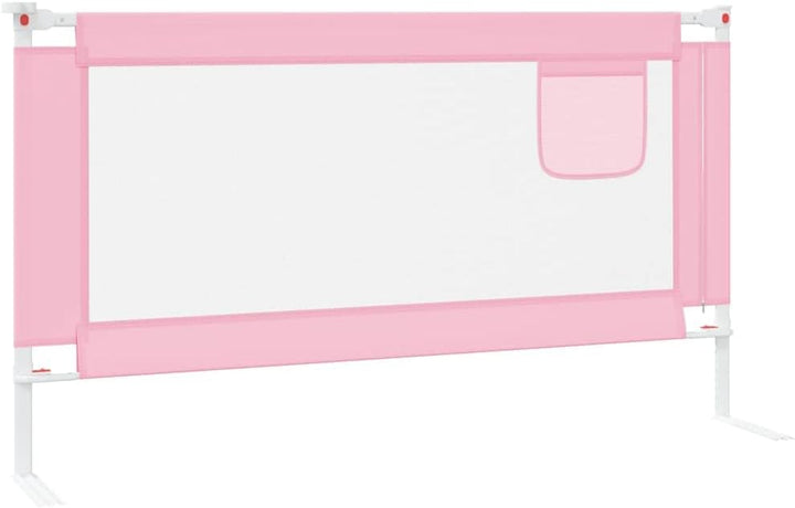 Kleinkind-Bettschutzgitter Rosa 150x25 cm Stoff mit Höhenverstellung, klappbarer Rausfallschutz für