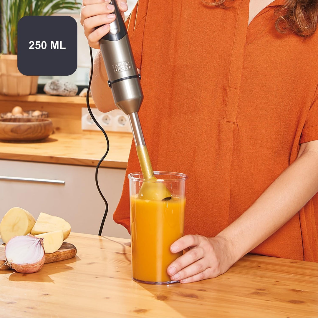 BLACK+DECKER Stabmixer BXHBA1000E - Handmixer - 1000 Watt - 4 Zubehörteile - 20 Modi 1000W 3