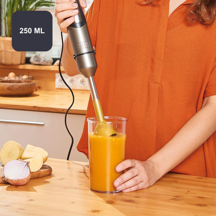 BLACK+DECKER Stabmixer BXHBA1000E - Handmixer - 1000 Watt - 4 Zubehörteile - 20 Modi 1000W 3