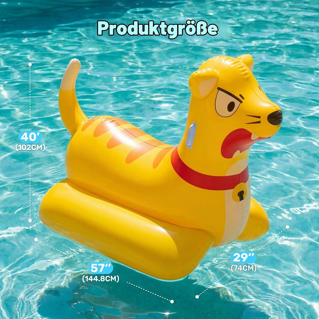 SLOOSH Aufblasbares Luftbett-Poolset für Wasserschlachten–Katze vs.Hund Schwimmplattform,2-in-1 aufb