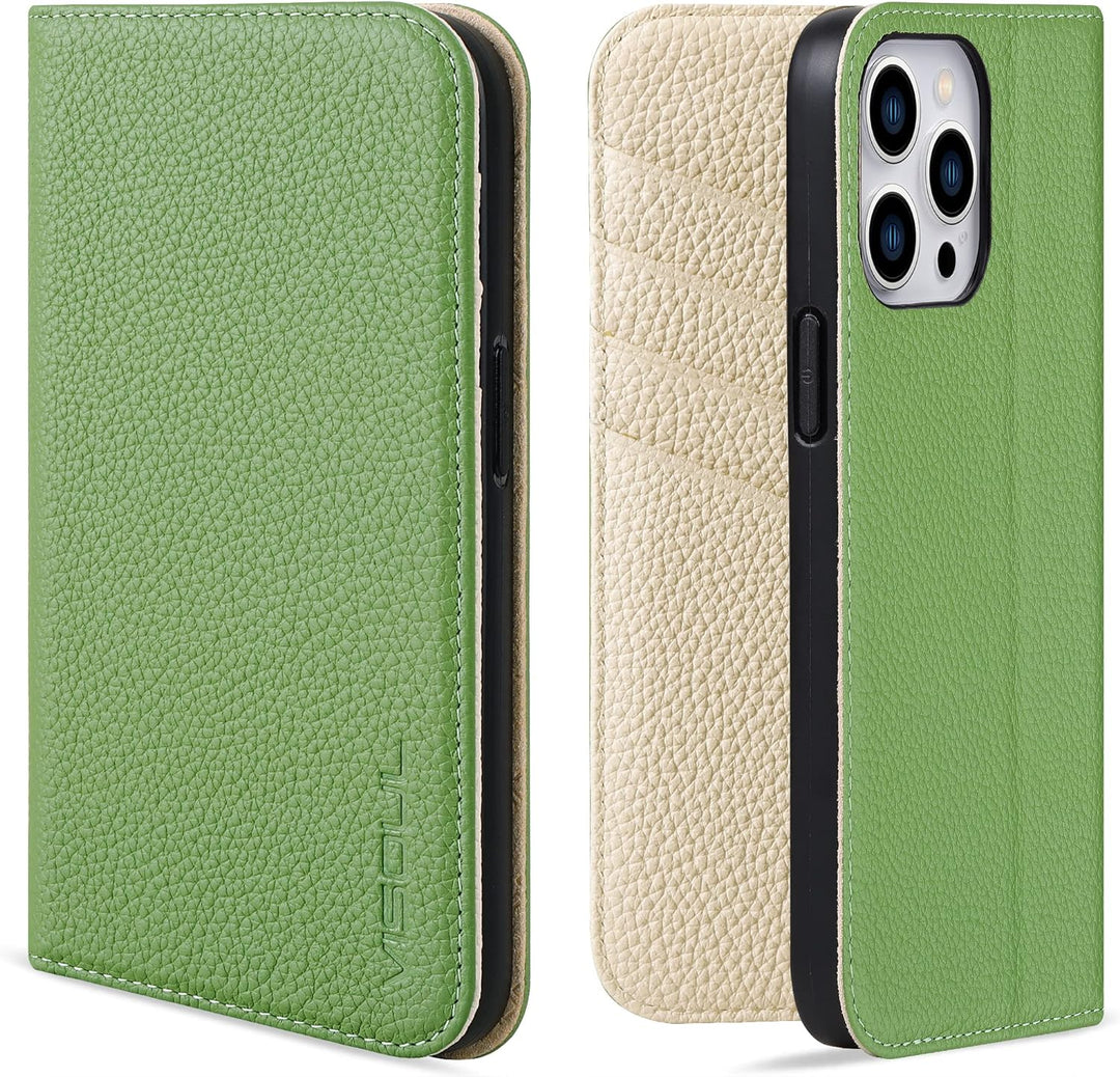 VISOUL iPhone 14 Pro Max Hülle,Handyhülle iPhone 14 Pro Max[Echtleder] [Kartenfächer] [TPU] [Magnet]