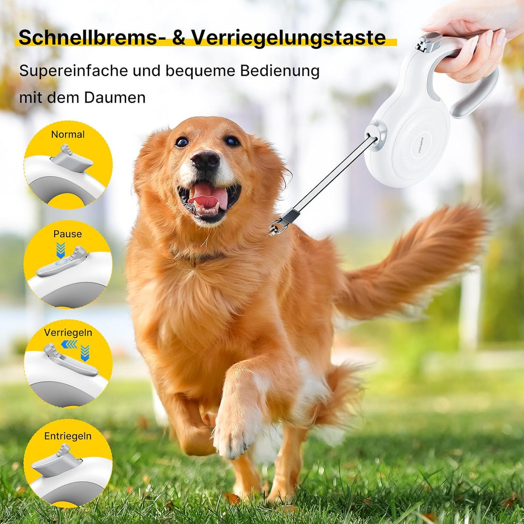 Hundeleine 5m,Rollleine Active Brake Schwere Leine für Mittlere und grosse Hunde Geeignet für Hunde