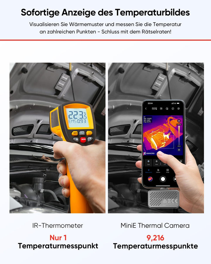 HIKMICRO Minie Wärmebildkamera - iOS/Android, 192×192 SuperIR Bildverbesserung, 25Hz, für Smartphone