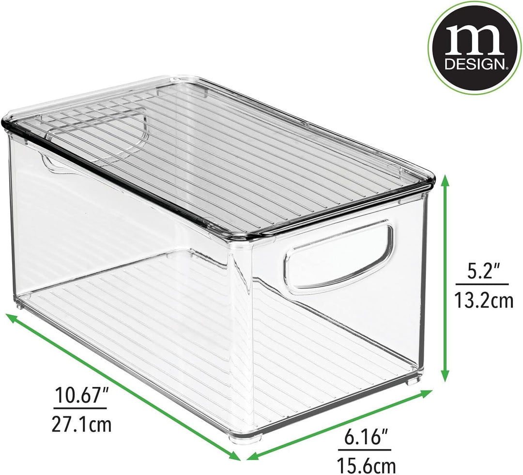 mDesign 4er-Set Aufbewahrungsbox mit Griffen – Kühlschrankbox mit Deckel zur Lebensmittelaufbewahrun