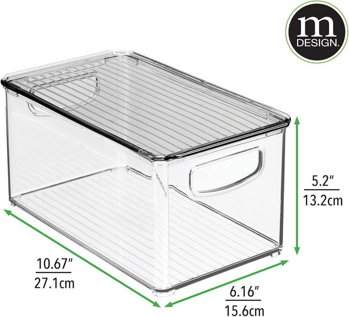 mDesign 4er-Set Aufbewahrungsbox mit Griffen – Kühlschrankbox mit Deckel zur Lebensmittelaufbewahrun