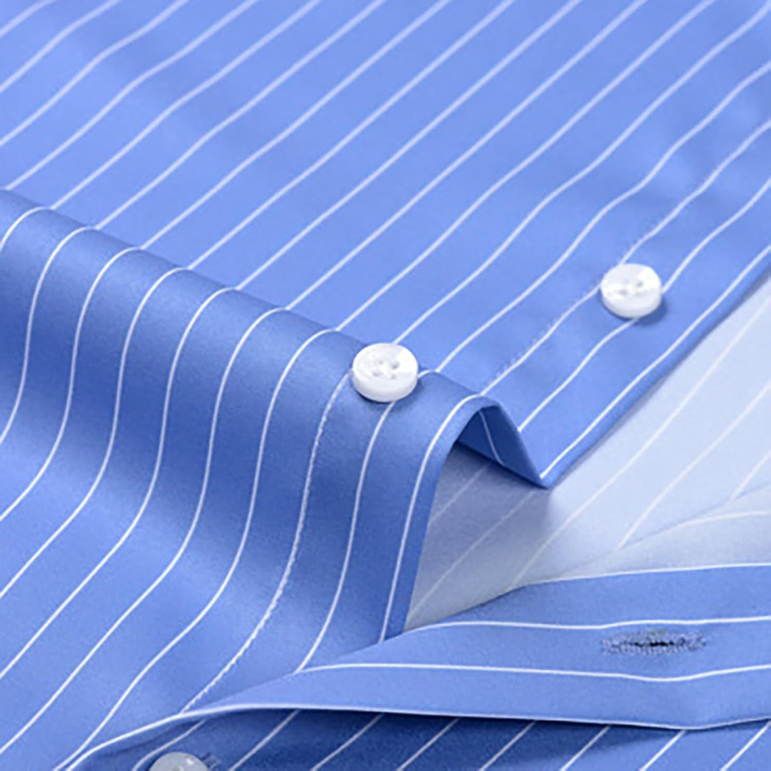 Herren Hemd Langarm Gestreifte Freizeithemden Knopfleiste Business Langarmhemd Baumwolle Westernhemd