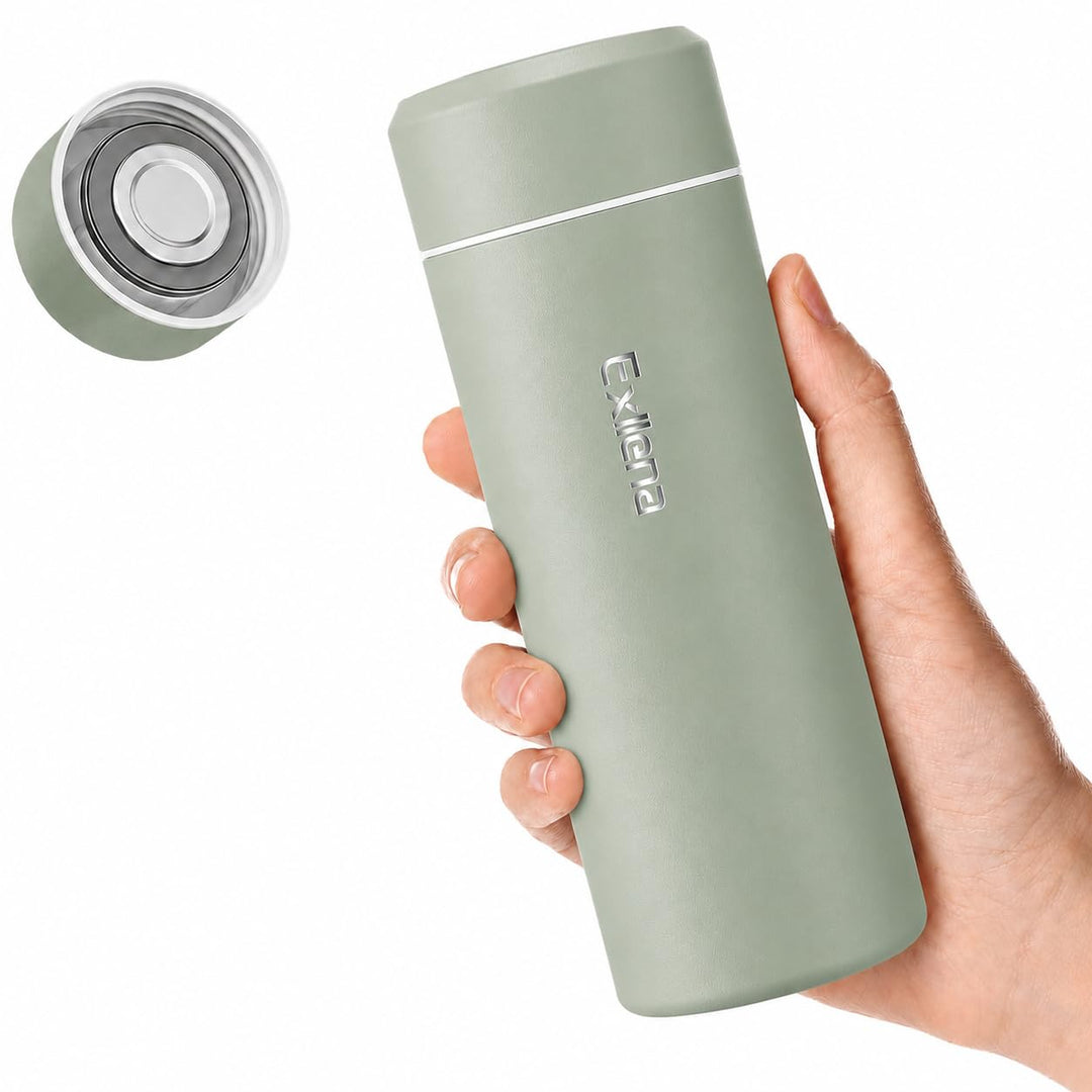 【Upgrade-Version】Exllena Mini Thermosflasche 300ml mit Edelstahl-Deckel, Trinkflasche Klein Doppelwa