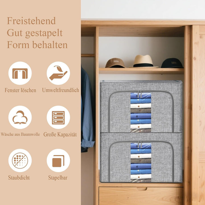 Faltbare Kleidung Aufbewahrung Mit Reissverschluss & Metallrahmen Feuchtigkeitsresistente Aufbewahru