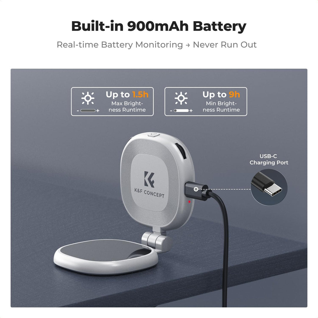K&F CONCEPT Magnetische Selfie Licht mit Spiegel, 900mah Handy Ringlicht kompatibel mit iPhone Magsa