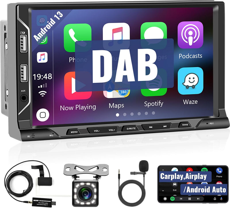 Autoradio DAB 2 Din Android 11 Wireless Carplay Android Auto Mirror Link 7 Zoll Touchscreen Car Radi