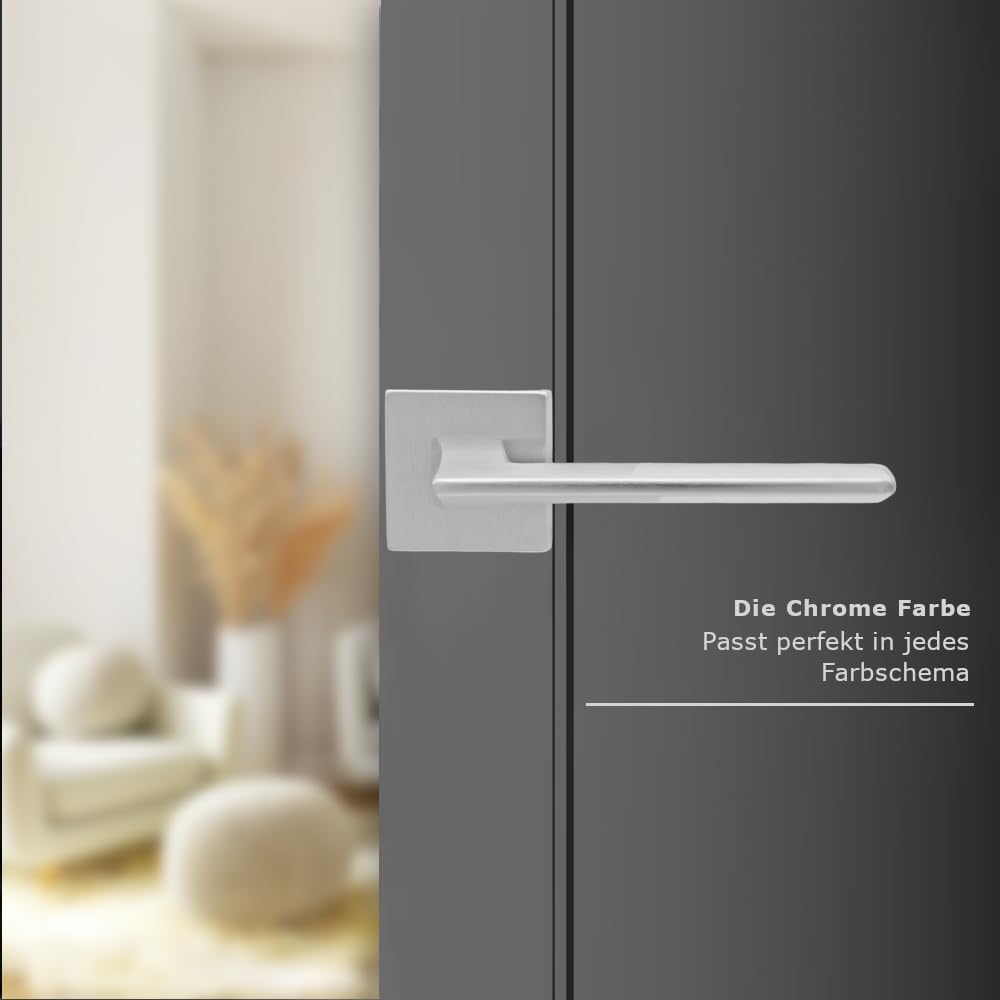 domino Türgriff ohne Schlossrosette | quadratische Rosette | Türklinke für Zimmertür, Bürotür | Türb