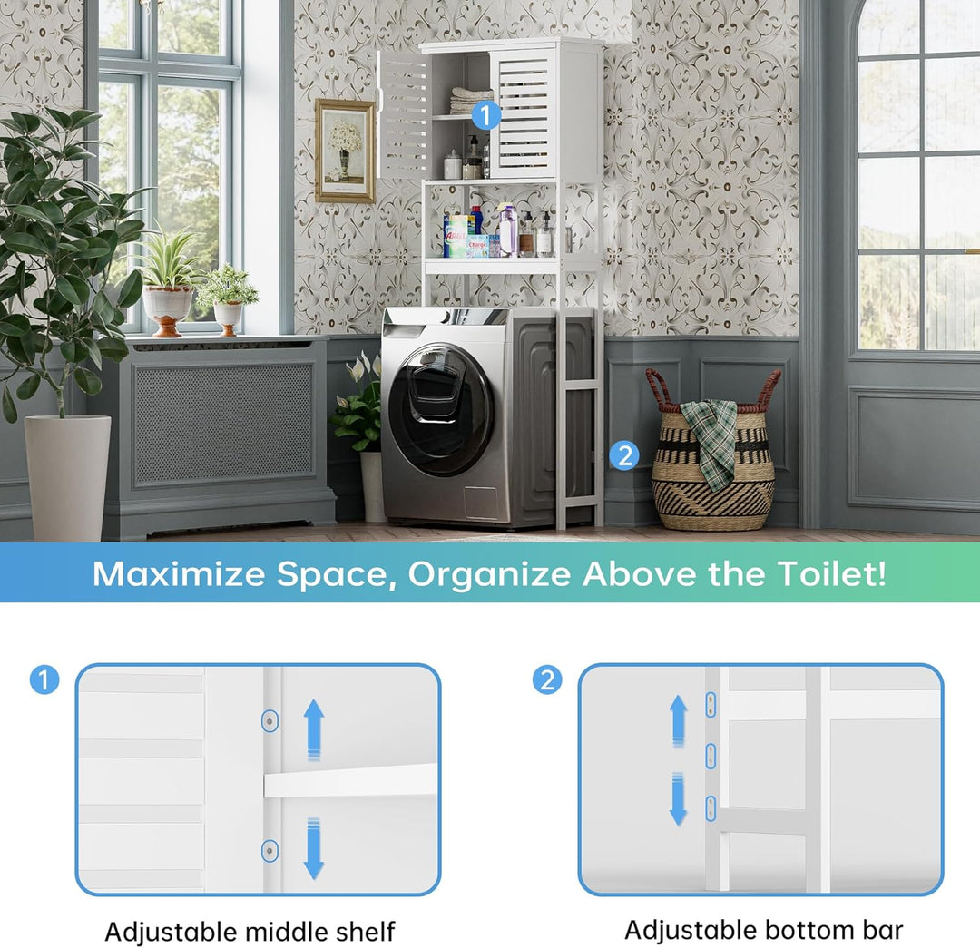 SMIBUY Bad Lagerung Regal mit Schrank, Bambus über die Toilette Veranstalter Rack, freistehende Toil