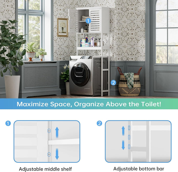 SMIBUY Bad Lagerung Regal mit Schrank, Bambus über die Toilette Veranstalter Rack, freistehende Toil