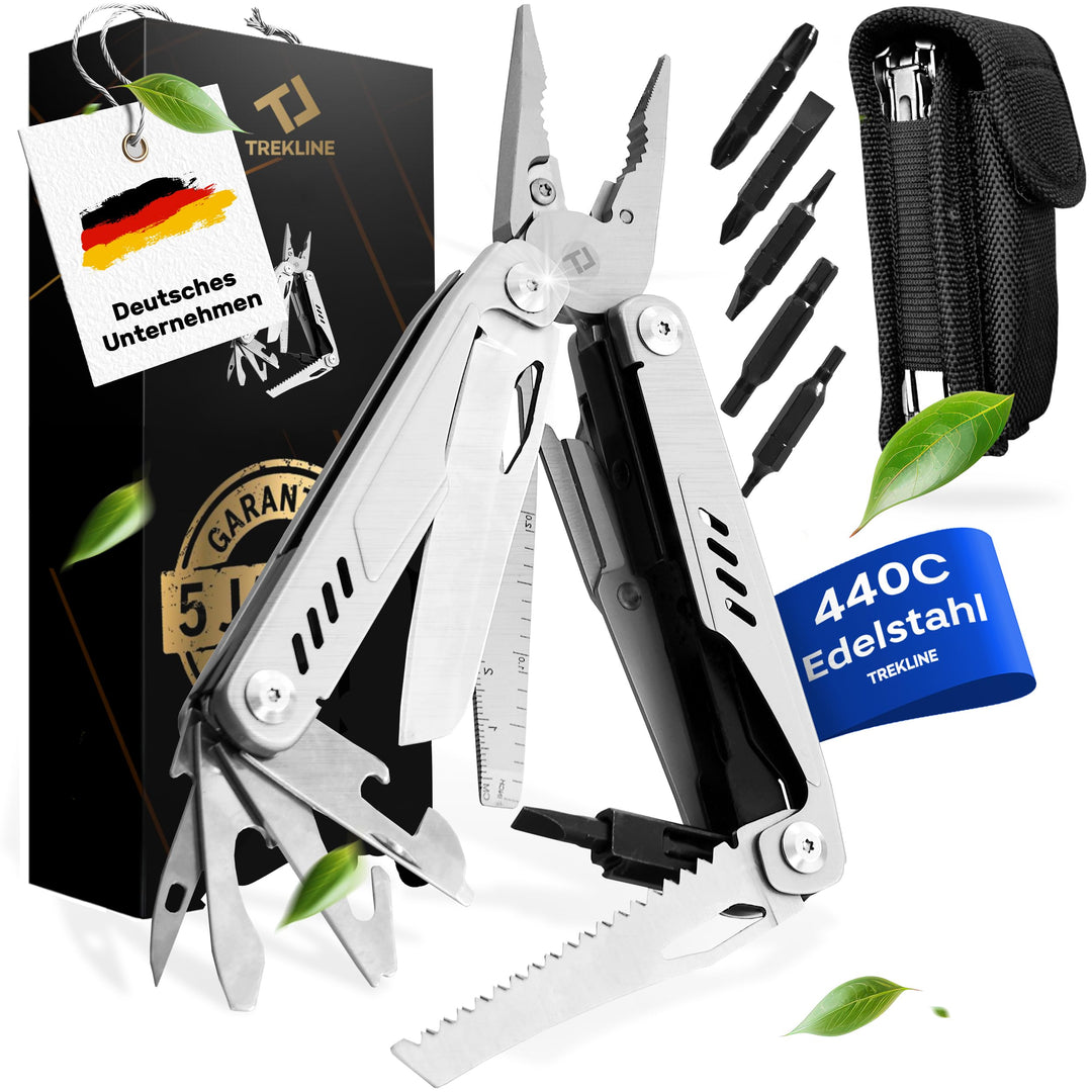 TREKLINE Premium Multitool Werkzeug [rostfreier Edelstahl] Survival Multifunktionsmesser perfektes C