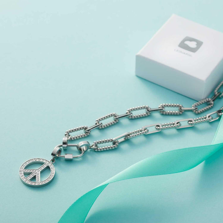 Leonardo Jewels Moni Halskette, Kette aus Edelstahl mit Clip&Mix Verschluss, silber, Statement-Kette