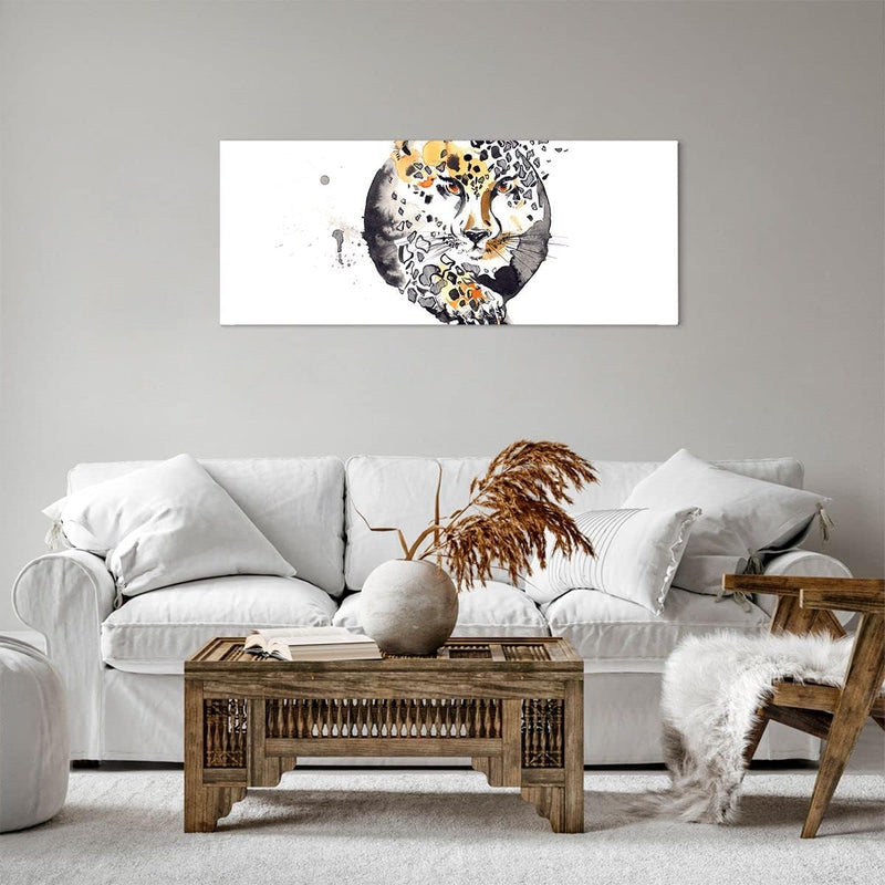 Panorama Bilder auf Leinwand 100x40cm Leinwandbild Katze Orb Tierwelt Geparden Gross Wanddeko Bild S