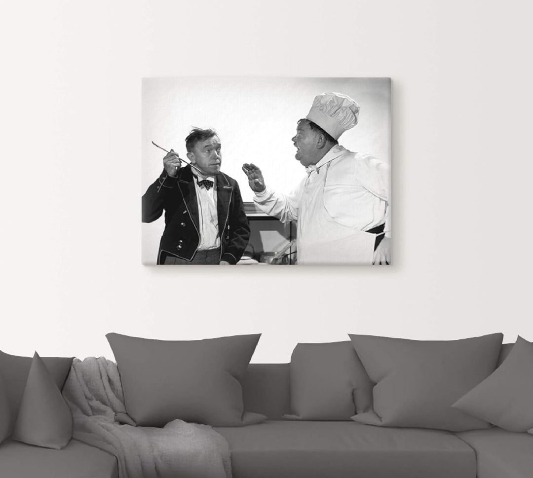 ARTland Leinwandbilder Wandbild Bild auf Leinwand 60x45 cm Wanddeko Dick Doof Die Leibköche seiner M