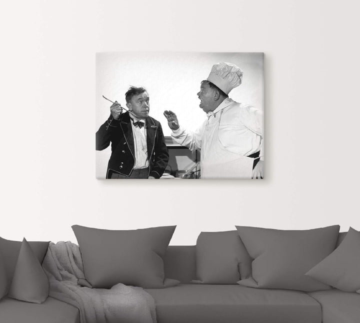 ARTland Leinwandbilder Wandbild Bild auf Leinwand 60x45 cm Wanddeko Dick Doof Die Leibköche seiner M