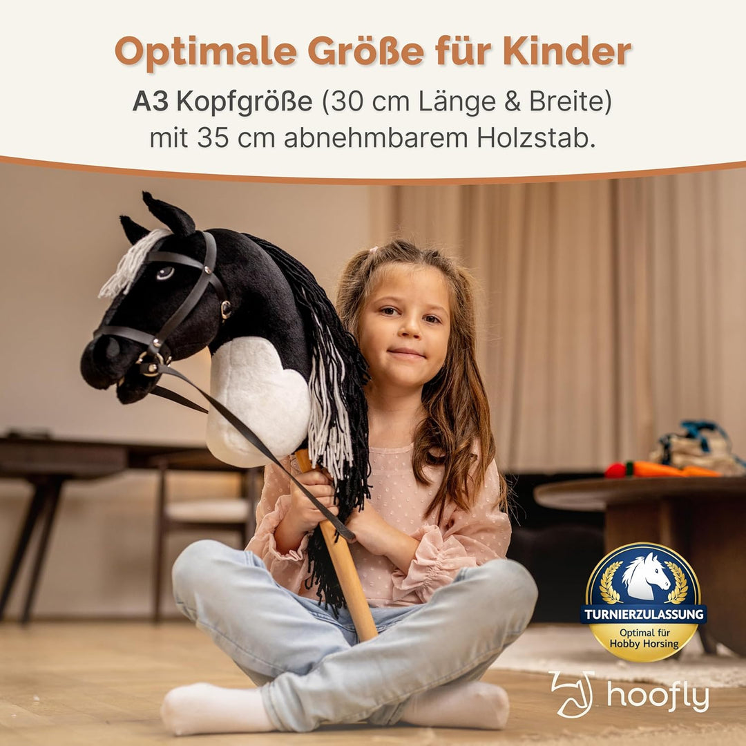 Hobby Horse Pferde – Grosses Steckenpferd für Kinder A3 mit Trense & 40 cm Schraubstab | Realistisch