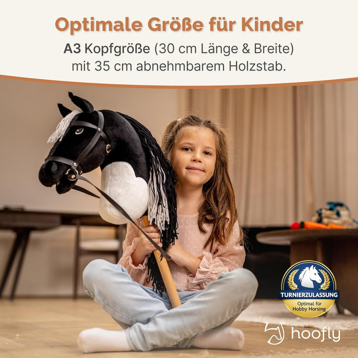 Hobby Horse Pferde – Grosses Steckenpferd für Kinder A3 mit Trense & 40 cm Schraubstab | Realistisch