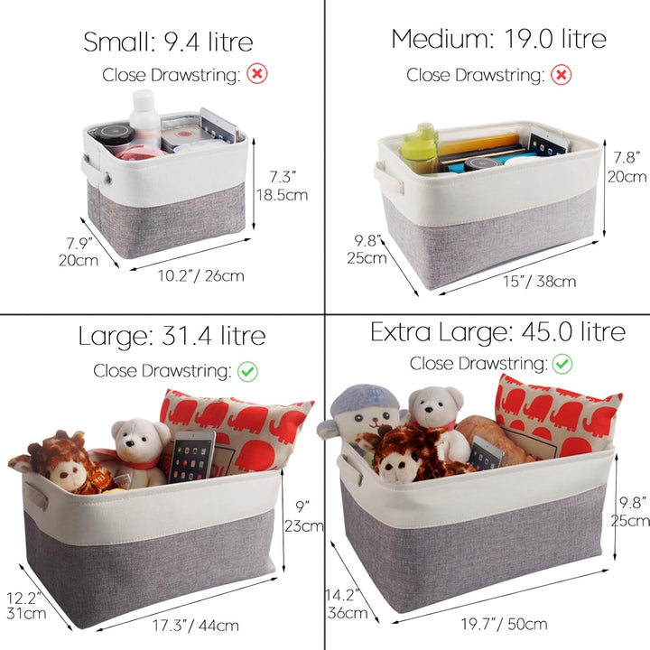 Mangata Kleine Canvas-Aufbewahrungsbox, Stoff-Aufbewahrungskorb mit Griffen für Schränke, Regale, Kl