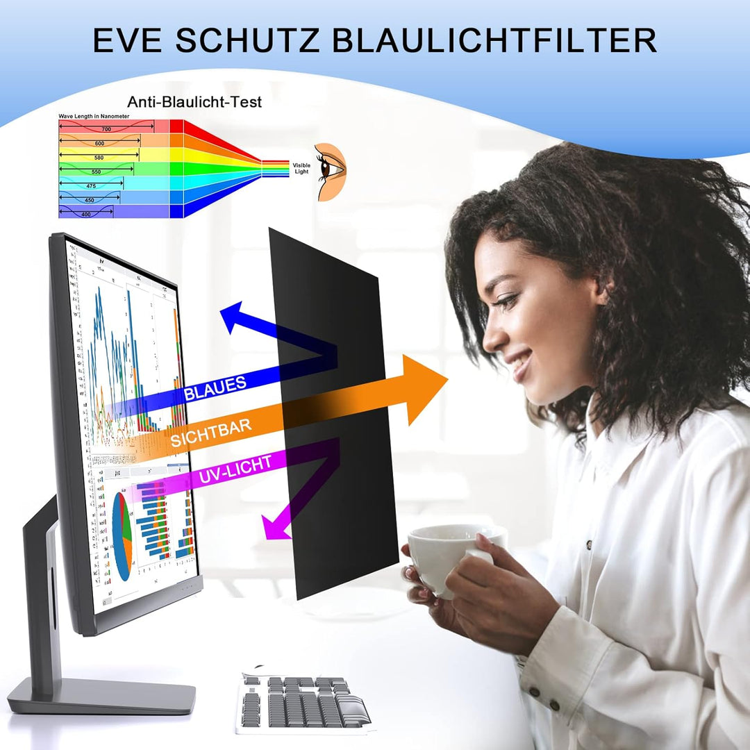 2 Stück 27 Zoll Sichtschutz für Computer Monitor Blickschutzfilter 16:9, Anti-Blaulichtfilter Blends