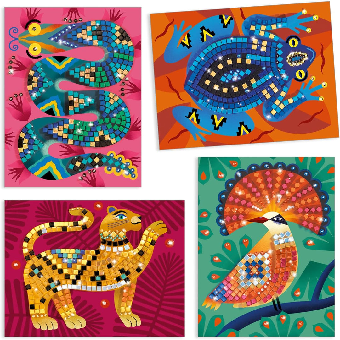 Djeco DJ09422 Djeco Kinderkunst Mosaik Glitzer: Im Herzen des Dschungels
