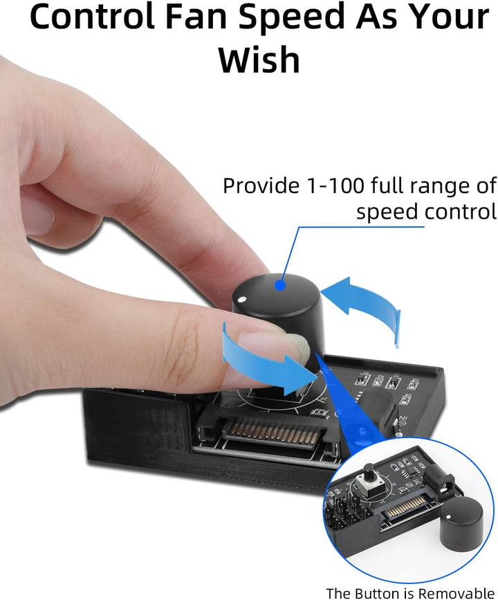 RIIEYOCA 12V 4-Pin PWM PC-Lüftersteuerung, PC-Lüfter-Adapter-Hub mit 6-fach 4-Pin Anschlüssen, Lüfte