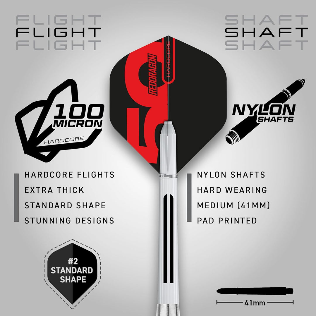 RED DRAGON Evos Steel Tungsten Dartpfeile Profi Steel Darts Set mit Flights, Schäfte and Brieftasche