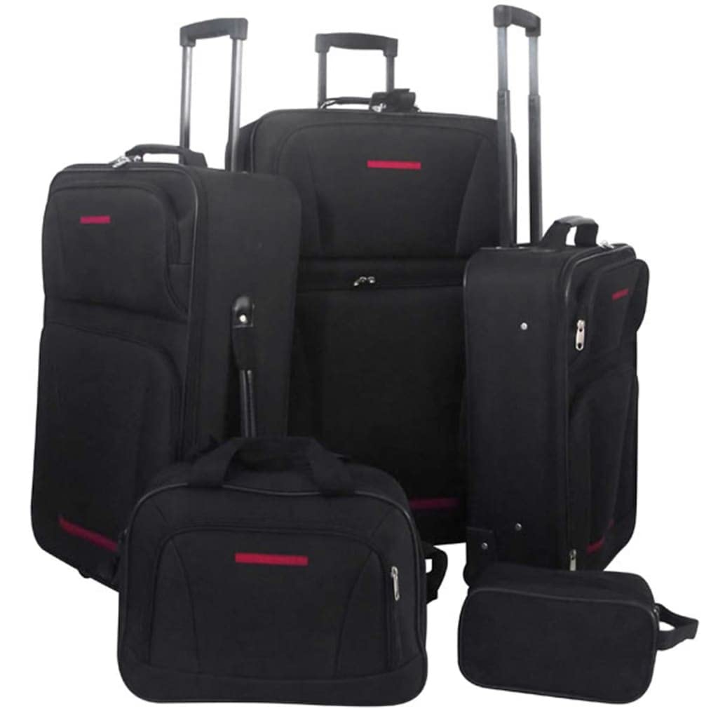 vidaXL Trolley Kofferset 5-TLG. Stoff Schwarz Koffer Reisekoffer